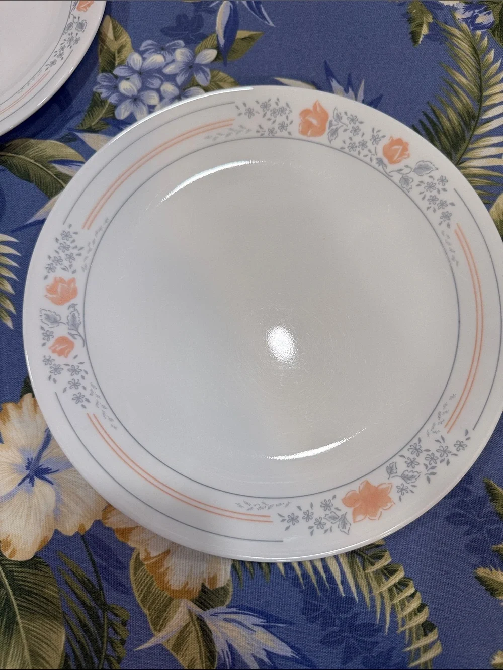 Four Corelle Apricot Grove dinner plates